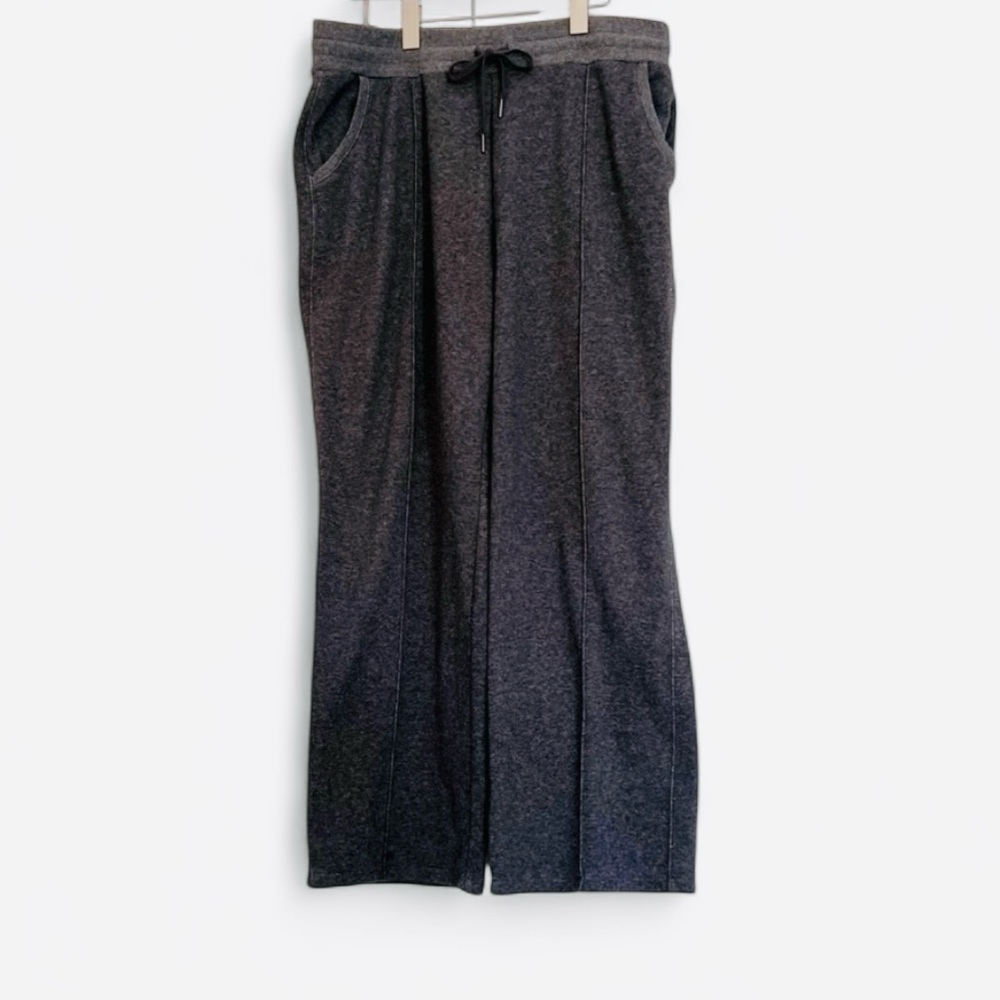 Zella Wide Leg Stretch Cotton Lounge Pant Drawstring Side pocket Charcoal XL